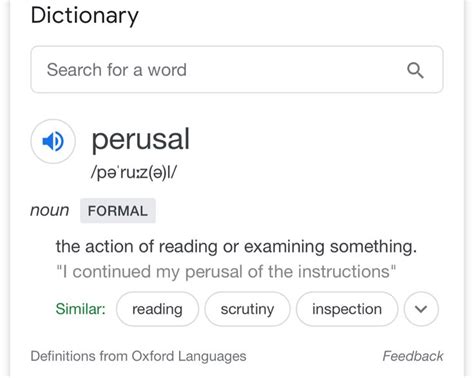 for your kind perusal meaning in english